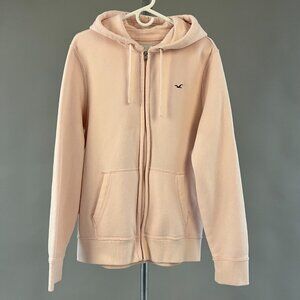Hollister Men's Fleece-Lined Zip Up Hoodie In Pink Size L